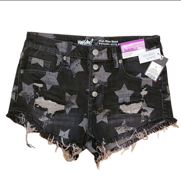 Mossimo Supply Co. Pants - Mossimo Star Denim Shorts High Waist Super Stretch Button Fly Grey Cutoff